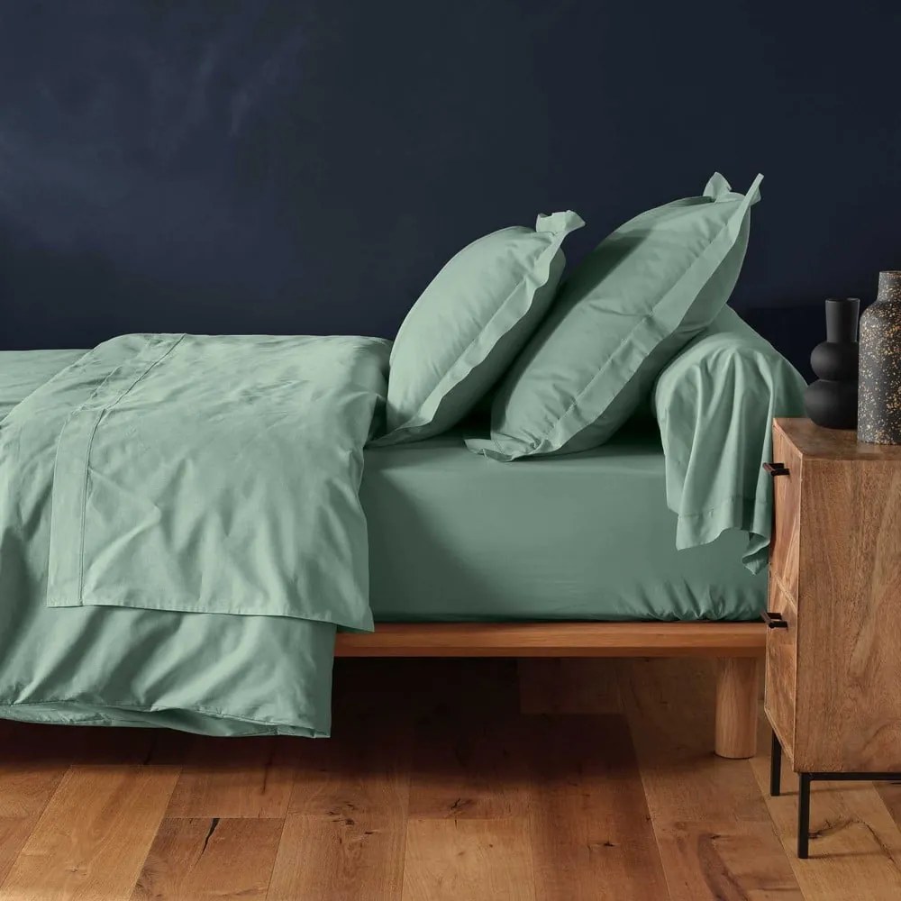 Zelená napínacia bavlnená plachta 90x190 cm Lina – douceur d'intérieur