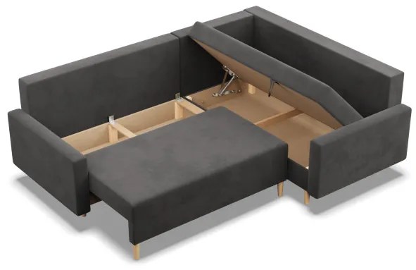 Rohová rozkladacia sedačka BLANK Comfort pravá, sivá