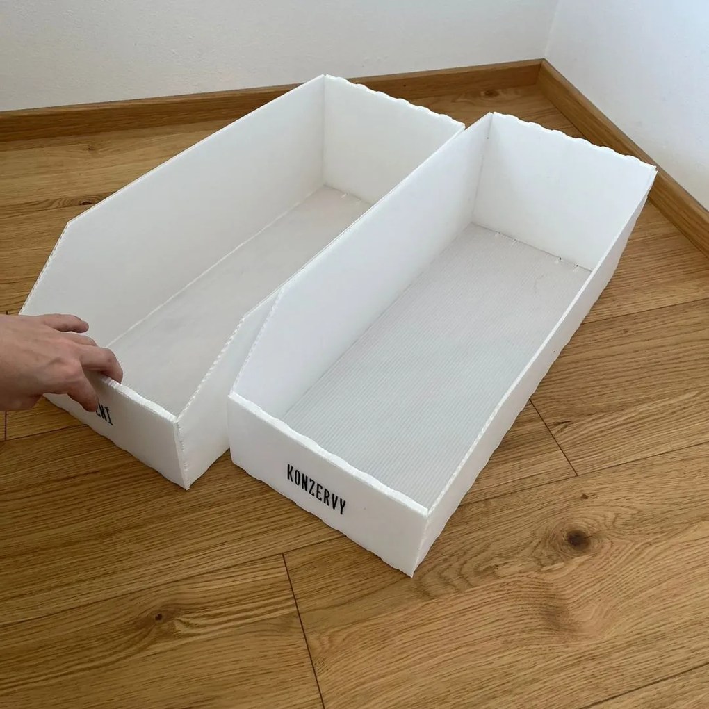 Úložný box, plastový biely 20x50x16cm – do špajze aj do skrine KARTONPLAST
