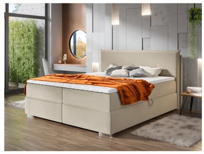 Kontinentálna manželská posteľ 140x200 DROMORE - béžová + topper ZDARMA