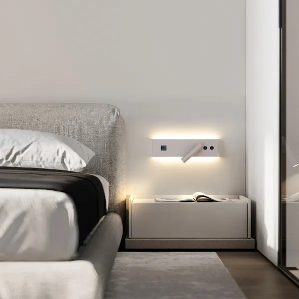Brilagi-LED Nástenné bodové svietidlo s USB portom NOCTIS LED/3W/230V+LED/9W béžové