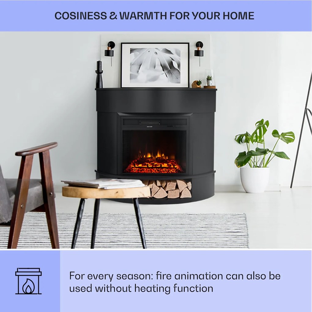 Klarstein Loloru, elektrický krb, ohrievač, 900/1800 W, týždenný časovač, diaľkové ovládanie