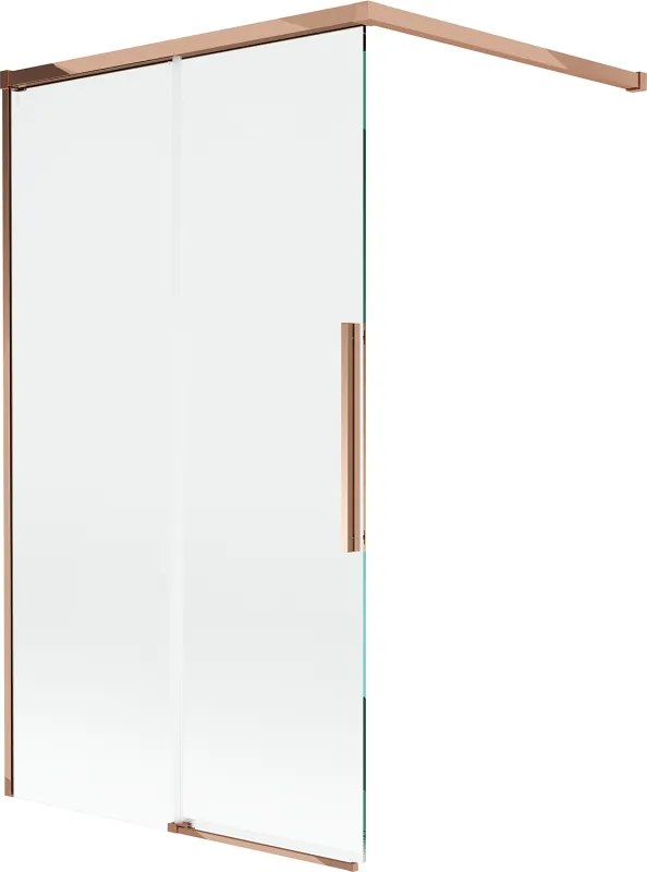 Mexen Rox, 2-krídlová posuvná vaňová zástena 100 x 150 cm, 8mm číre sklo, ružové zlato profil, 8C9-100-003-60-00