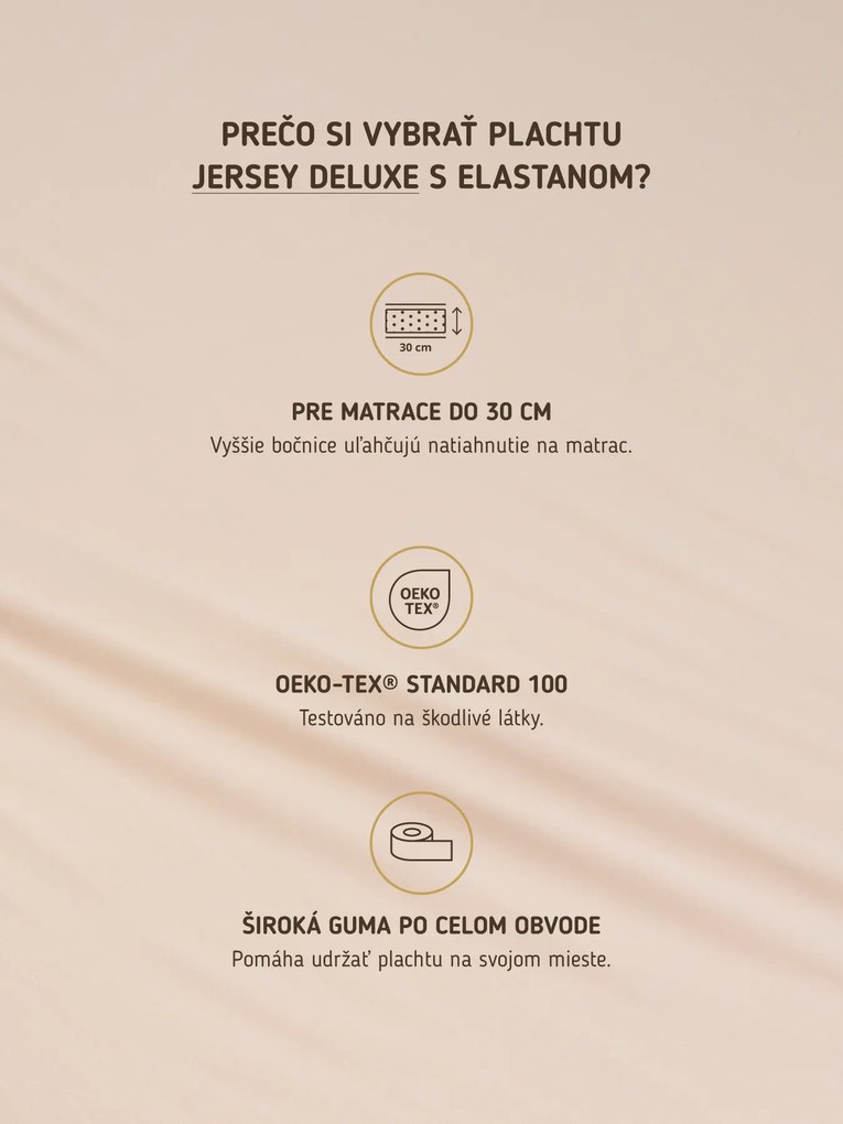 Jersey plachta s elastanom Deluxe 180 × 200 cm – cappuccino