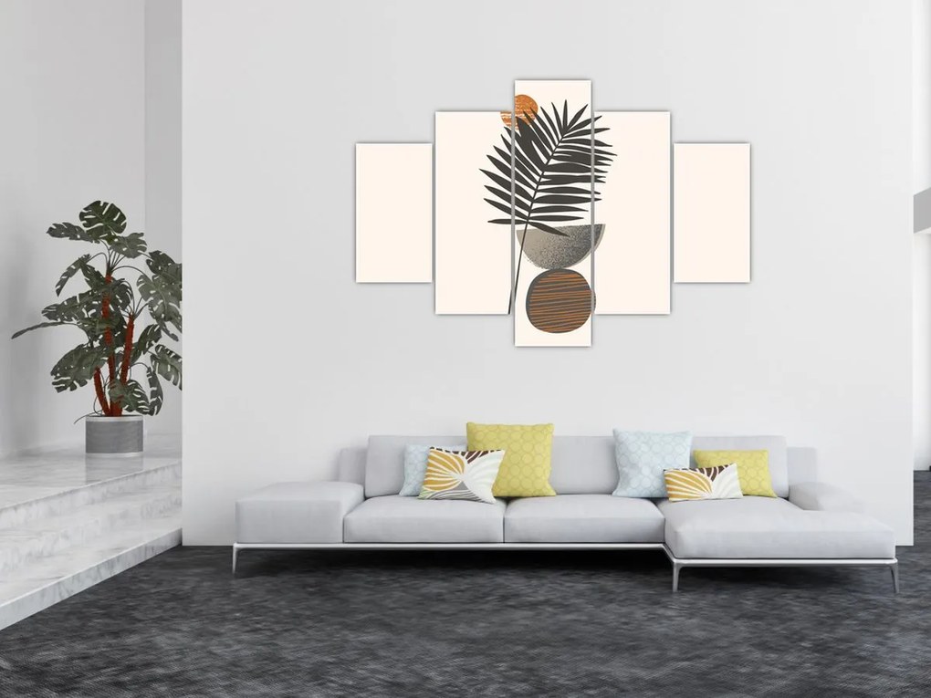 Obraz - Abstrakcia s palmovým listom (150x105 cm)