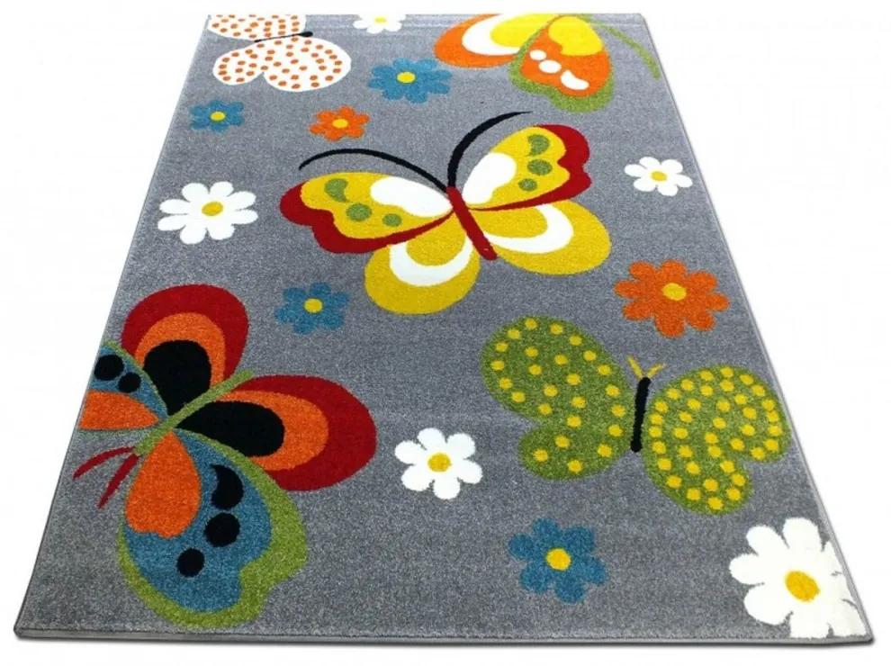 Detský koberec Motýle sivý, Velikosti 300x400cm