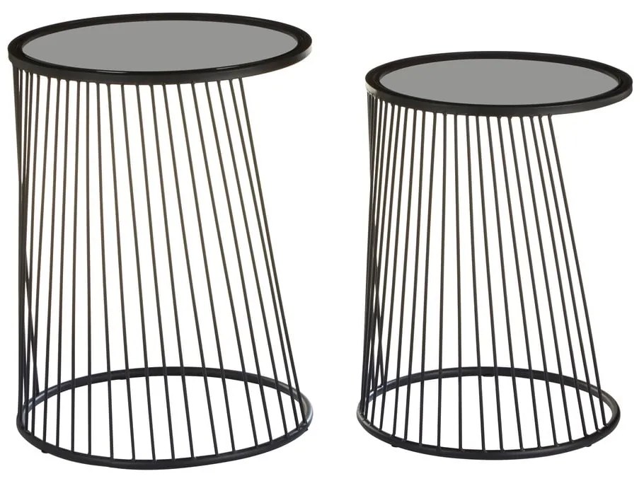 Okrúhle odkladacie stolíky so sklenenou doskou v súprave 2 ks Trento – Premier Housewares