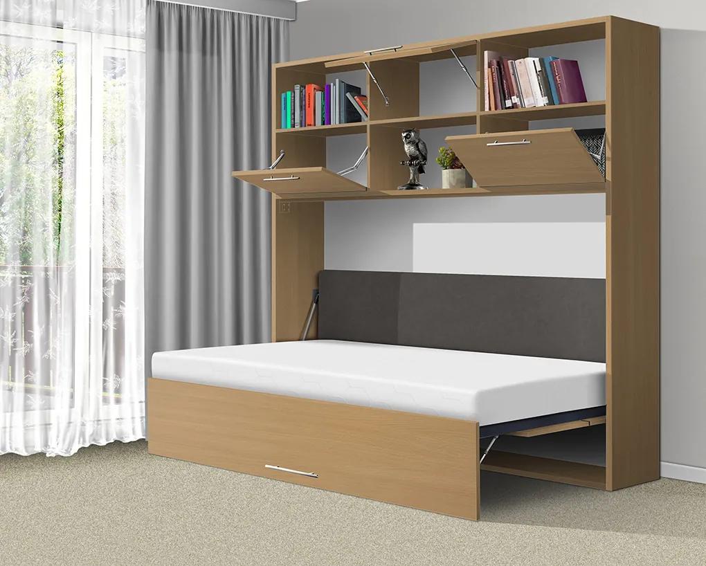 Nabytekmorava Sklápacia posteľ VS1056 MAX, 200x120cm farba lamina: dub sonoma svetlá/biele dvere, Varianta dverí: matné