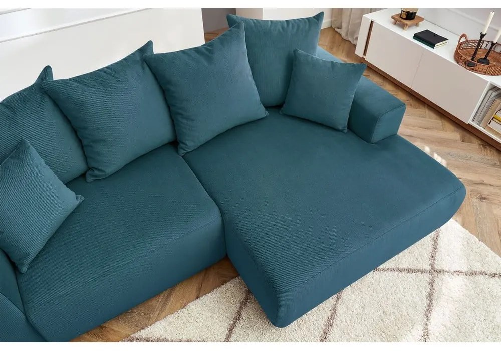 Modrá zamatová rohová pohovka Enjoy – Bobochic Paris