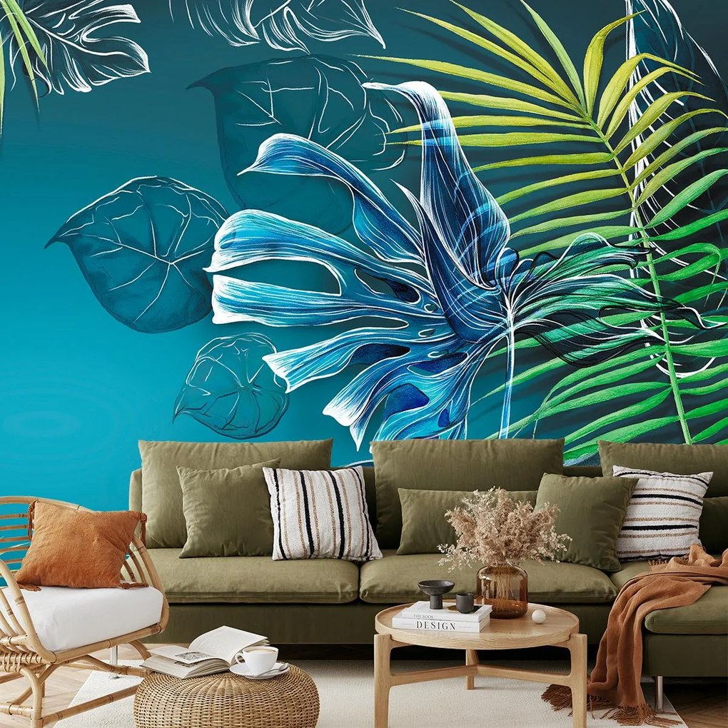 Fototapeta - Listy tropických rastlín (147x102 cm)