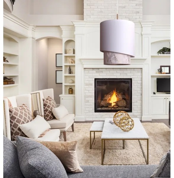 Duolla - Luster na lanku PARIS 1xE27/15W/230V pr. 40 cm biela/béžová