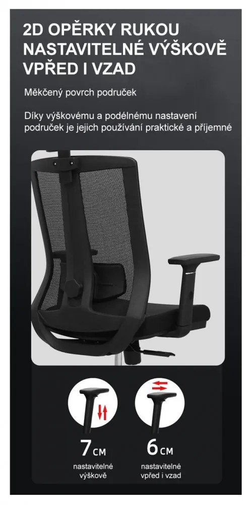Kancelárska ergonomická stolička Neoseat SABRINA — sieť / látka, čierna, nosnosť 150 kg