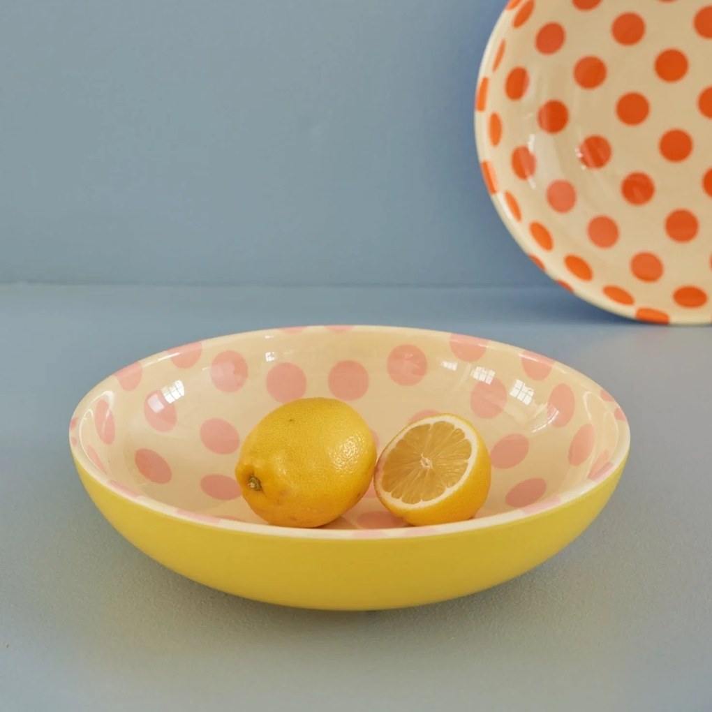 rice Veľká melamínová misa na šalát Pink Dots 2,5 l