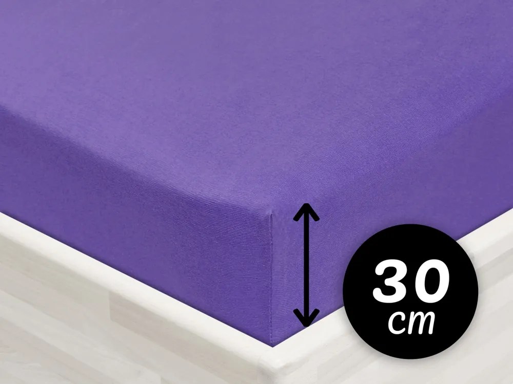 Jersey napínacie prestieradlo na vysoký matrac JR-013 Fialové 100 x 200 - výška 30 cm
