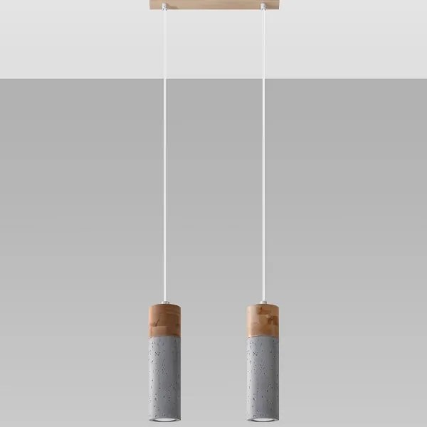 Sollux SL.0966 - Luster na lanku ZANE 2xGU10/40W/230V betón/drevo