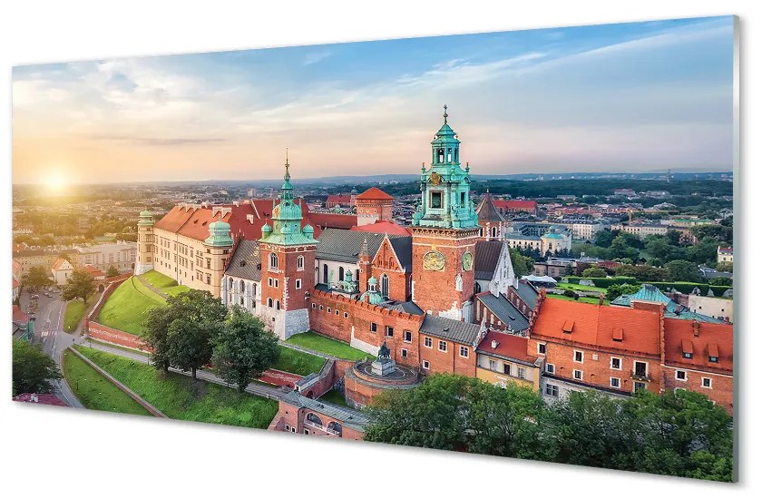 Obraz na akrylátovom skle Krakow castle panorama svitania 120x60 cm