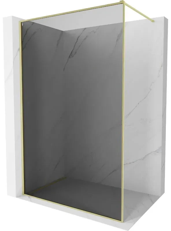 Mexen Kioto-F, sprchová zástena s rámom 120 x 202 cm, 8 mm šedé sklo, zlatý matný profil, 800-120-104-55-40