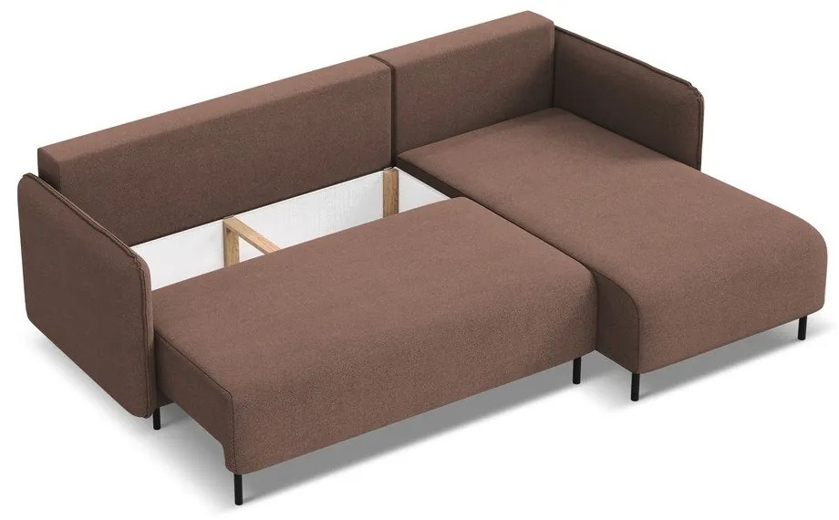 Ružová rozkladacia/s úložným priestorom rohová pohovka (pravý roh) Luana – Makamii