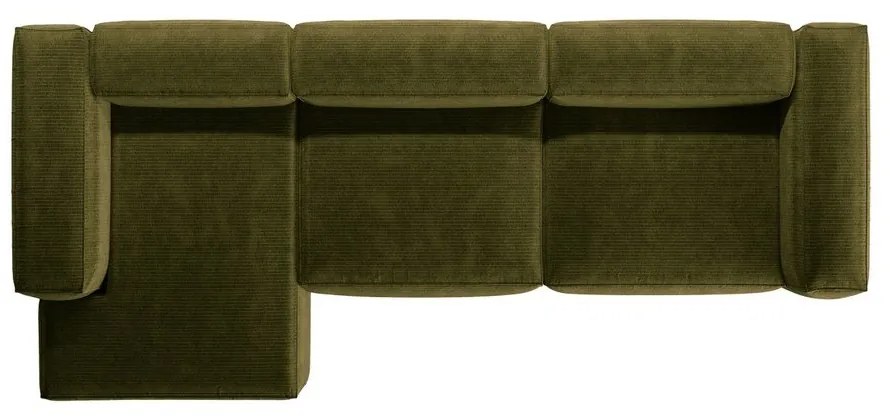 Zelená menčestrová rohová pohovka (ľavý roh/s leňoškou) Bergamo – Cosmopolitan Design