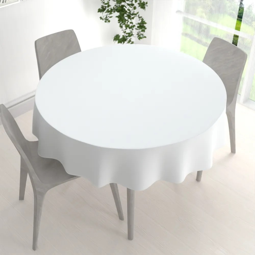 Biante Teflónový okrúhly obrus TF-027 Biely bez vzoru Ø 110 cm