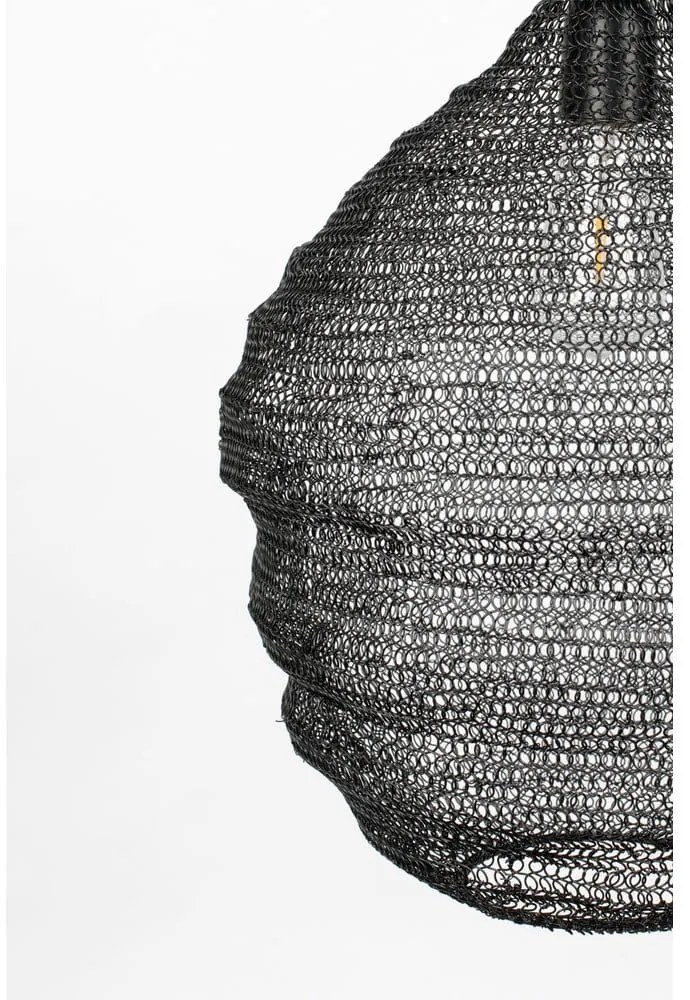 Čierne závesné svietidlo White Label Lena, ø 37 cm