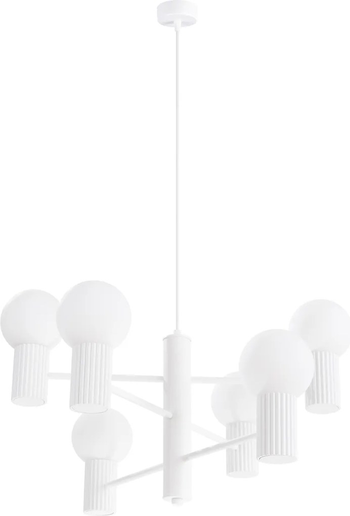 Luster Halo, 6x biele sklenené tienidlo, w