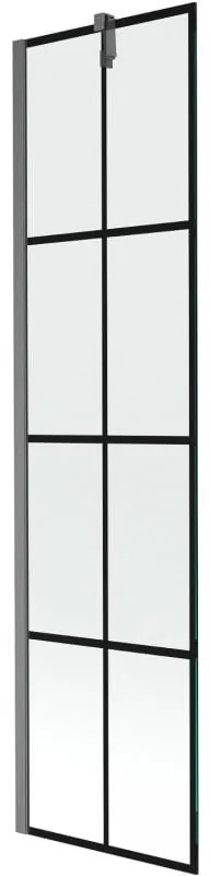 Mexen Next, 1-krídlová vaňová zástena 50 x 150 cm, 6mm číre sklo - čierny vzor, brúsený grafit, 895-050-000-00-77-66