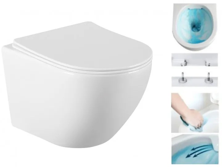 Závesný set GEBERIT Duofix Basic+ WC LENA Rimless 48 x 36 cm + tlačidlo + sedátko, biela, 3322XX00+39040100