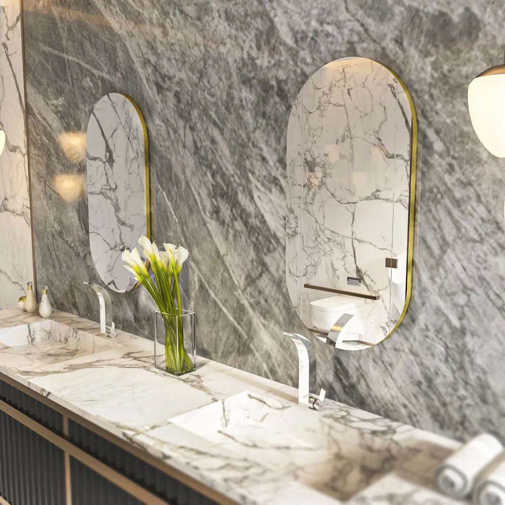 Dekoratívne nástenné zrkadlo Riors 85x45 cm zlaté