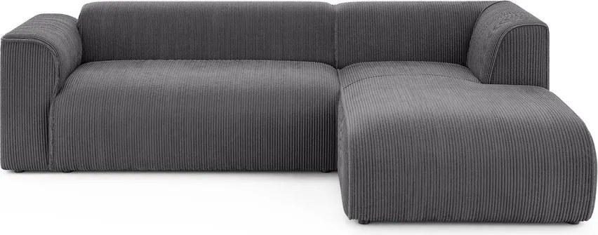 Tmavosivá menčestrová rohová pohovka (pravý roh/s leňoškou) Merid – Ropez