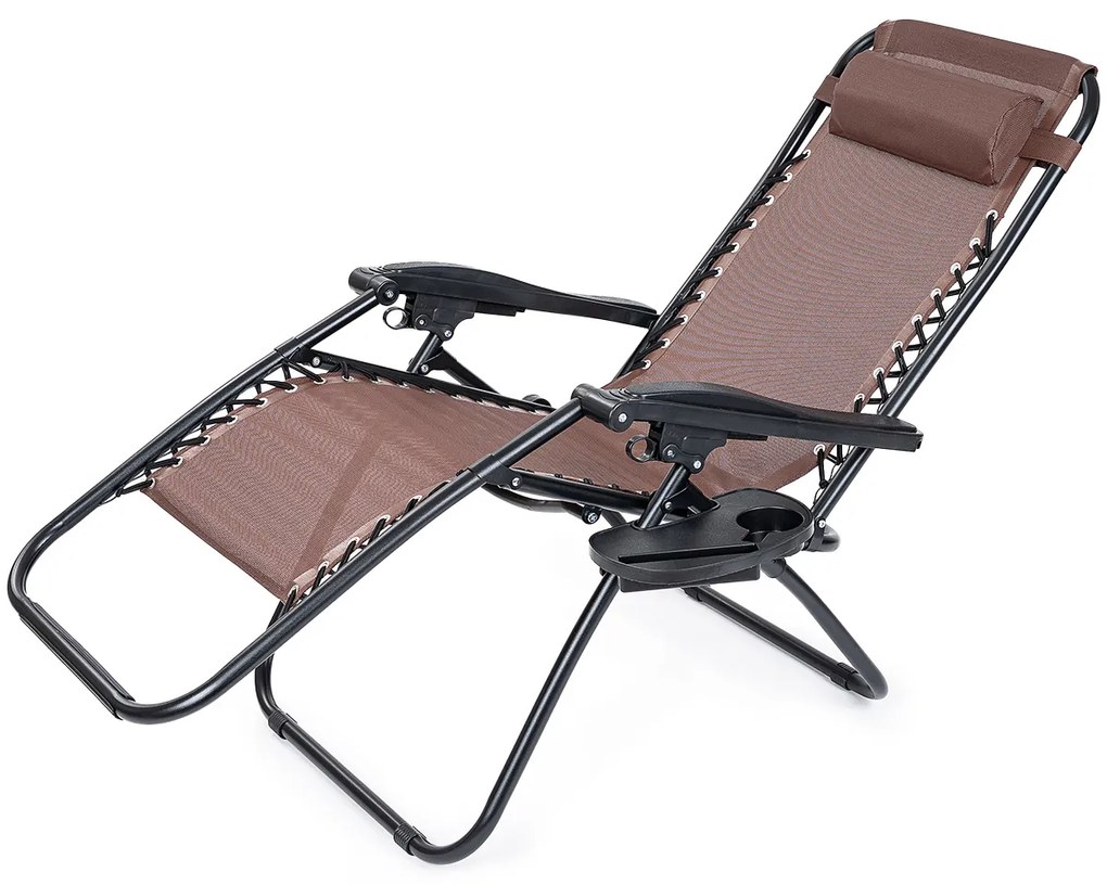 4Home Záhradné plážové polohovacie kreslo Relax, hnedá