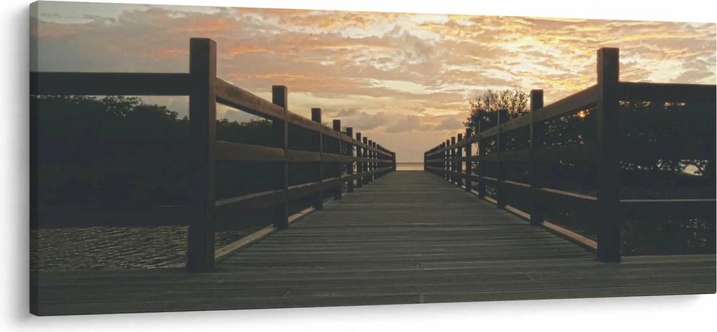 Obraz dreveného móla nad jazerom (120x50 cm)