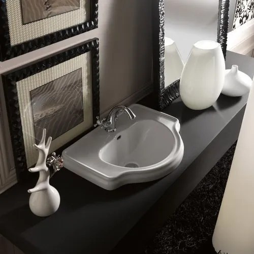 Kerasan Kerasan, RETRO keramické umývadlo 41x30cm, bez otvoru pre batériu, bez prepadu, biela, 103301