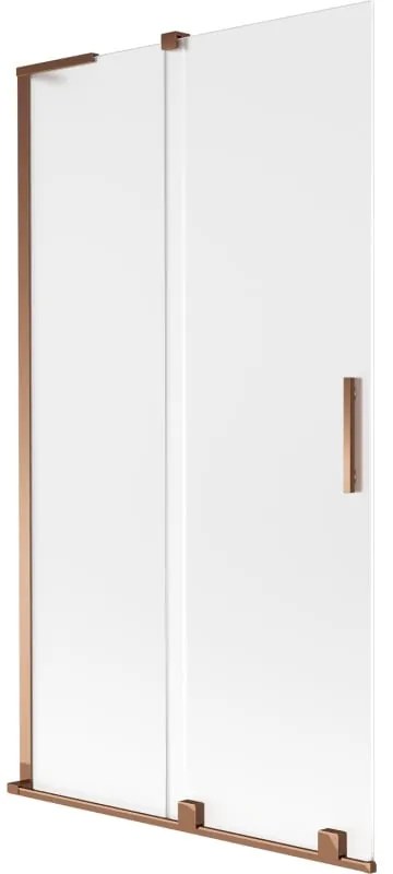 Mexen Velar L, 2-krídlová posuvná vaňová zástena 100 x 150 cm, 8mm sklo námraza, ružové zlato, 896-100-003-31-60