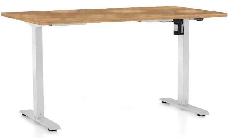 Výškovo nastaviteľný stôl OfficeTech A, 120 x 80 cm, biela podnož, dub zlatý