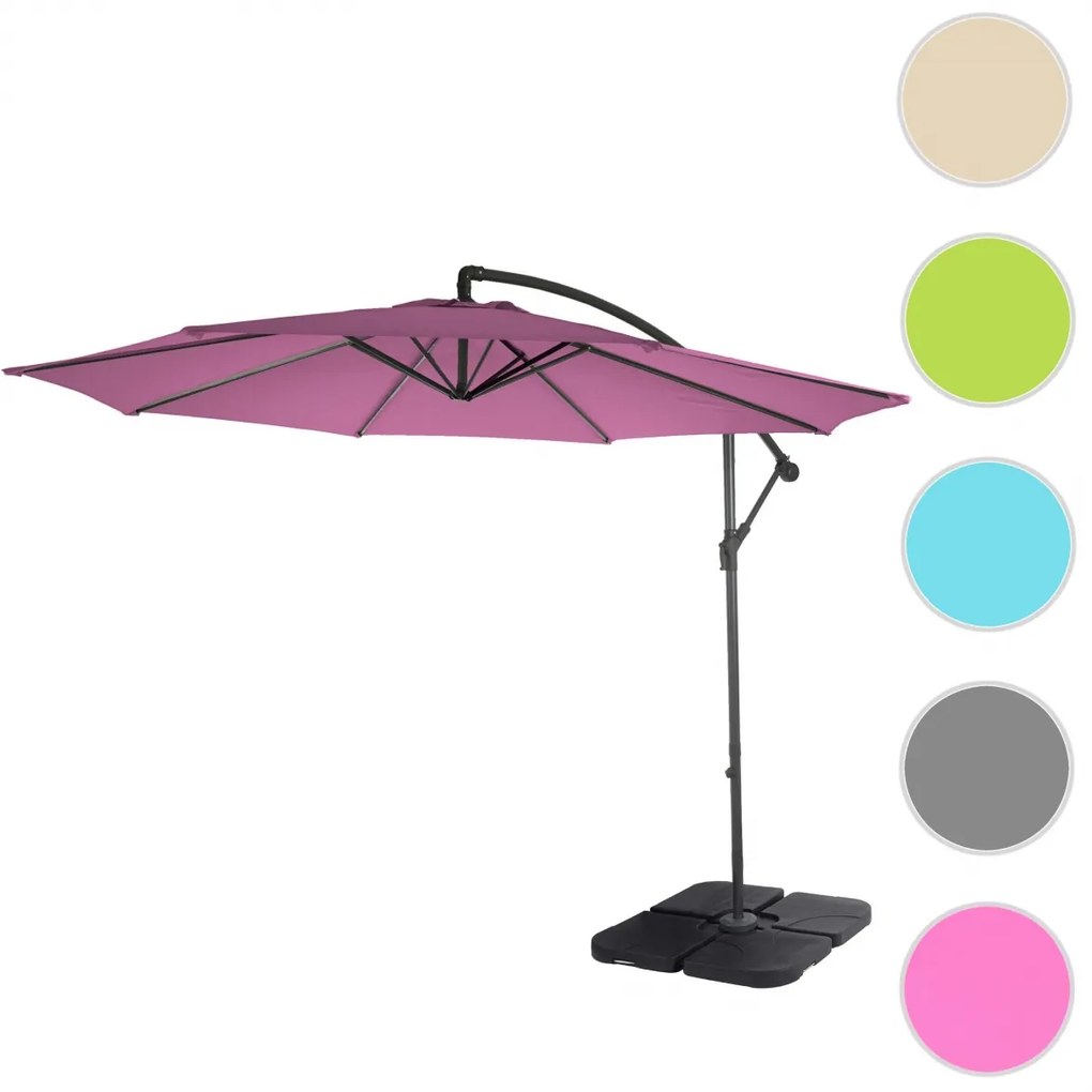 Slnečník Acerra Ø 3m polyester/oceľ - levanduľovo-červená so stojanom