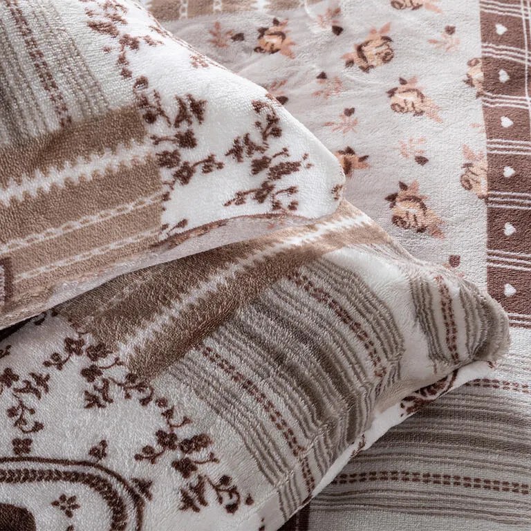 Posteľné obliečky z mikroplyšu PATCHWORK béžová