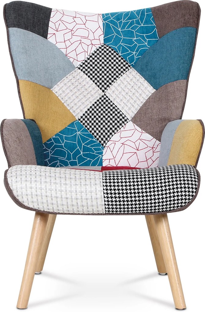 Sconto Kreslo s podnožkou GUNNAR patchwork