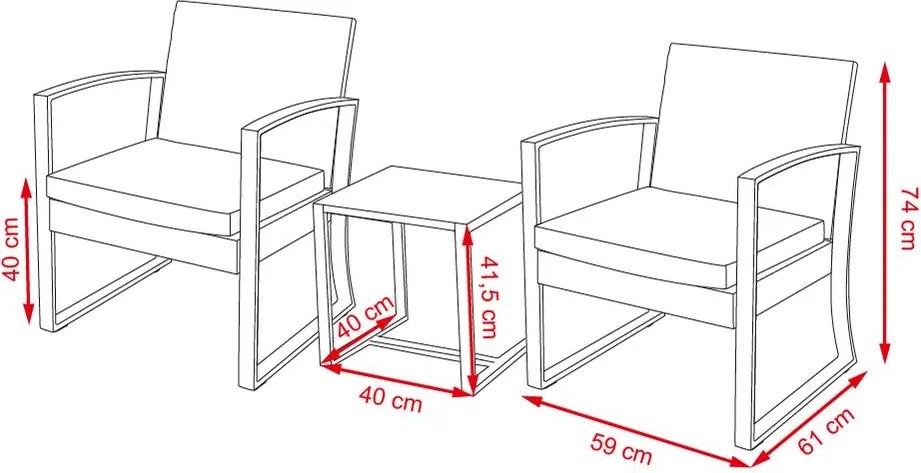 Set záhradného nábytku 3-dielny Avenberg BELFAST
