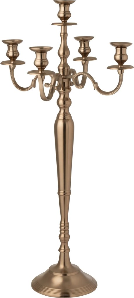 Ružovo zlatý 5-ti ramenný kovový svietnik Goldmy Rosegold – 47*47*98 cm