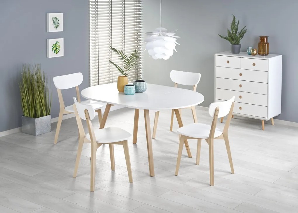 Jedálenský rozkladací stôl Ruden 102/142 cm biely