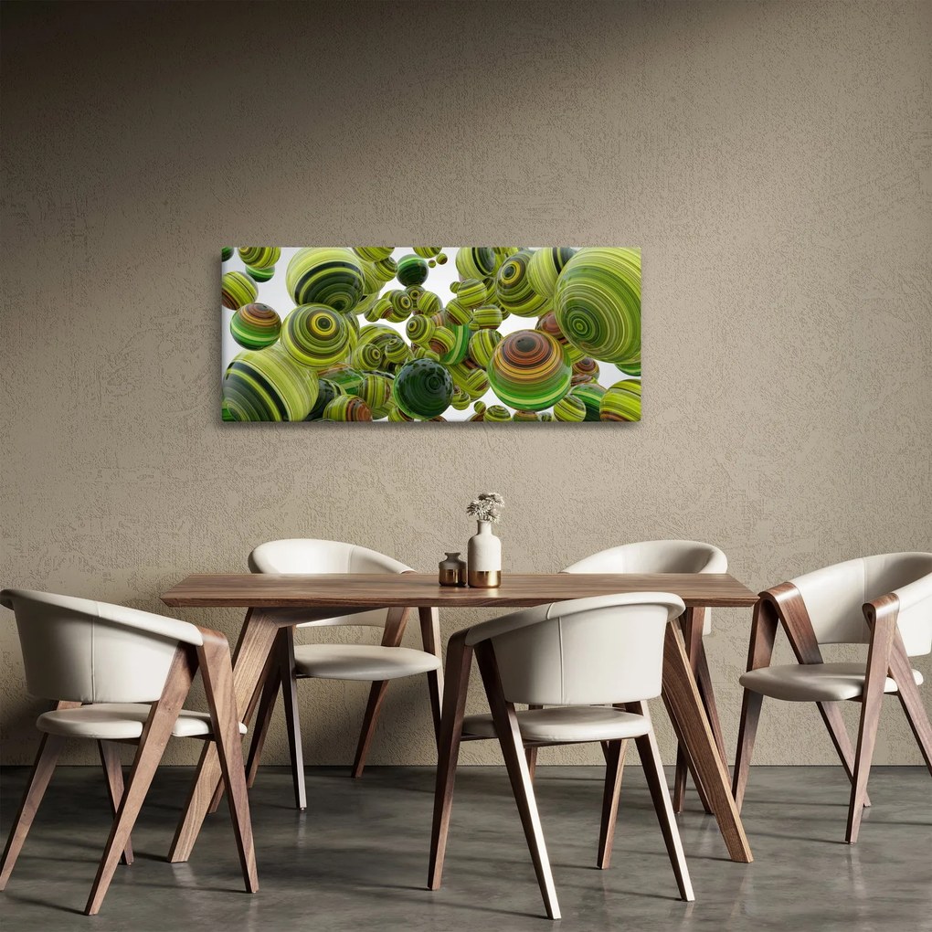 Obraz pruhovaných gúľ (120x50 cm)