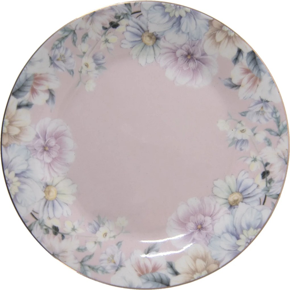 Porcelánový dezertný tanierik s kvetinami Flowers - Ø 18*2 cm