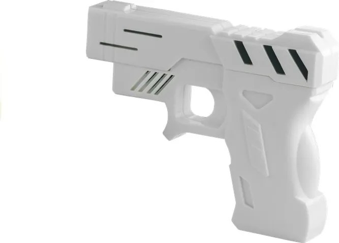 LEAN Toys Laserová pištoľ so štítom Budík biely