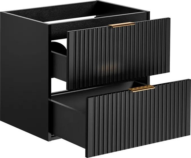 Závesná skrinka Casad Smile s doskou a umývadlami 120 cm čierna