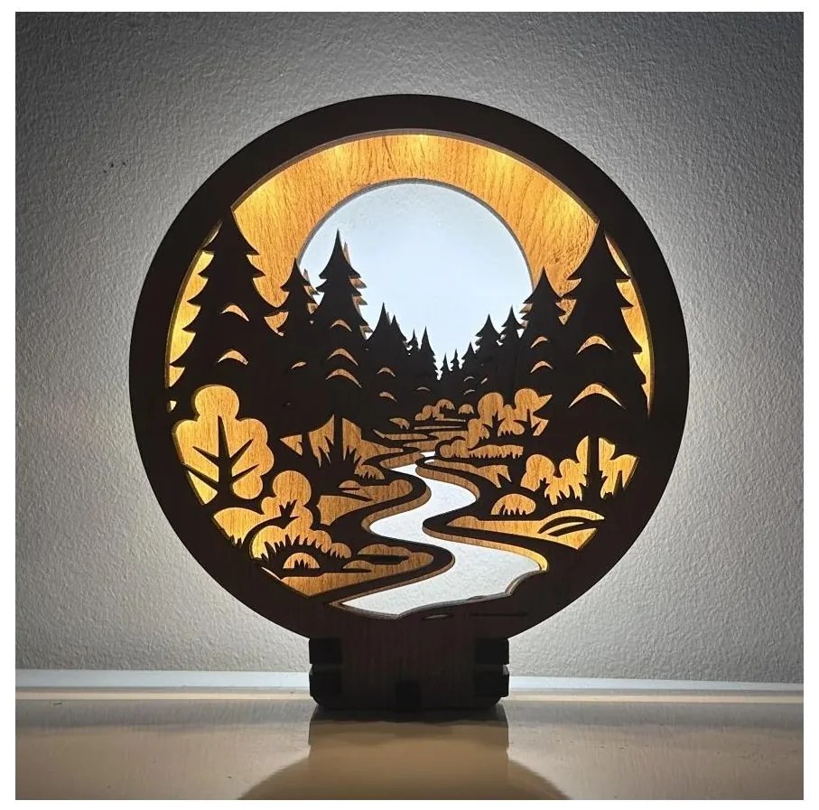 Li-Go 23580/DUB2 - LED stmievateľná stolová dekorácia LED/12W/230V 20x22 cm dub/lesk