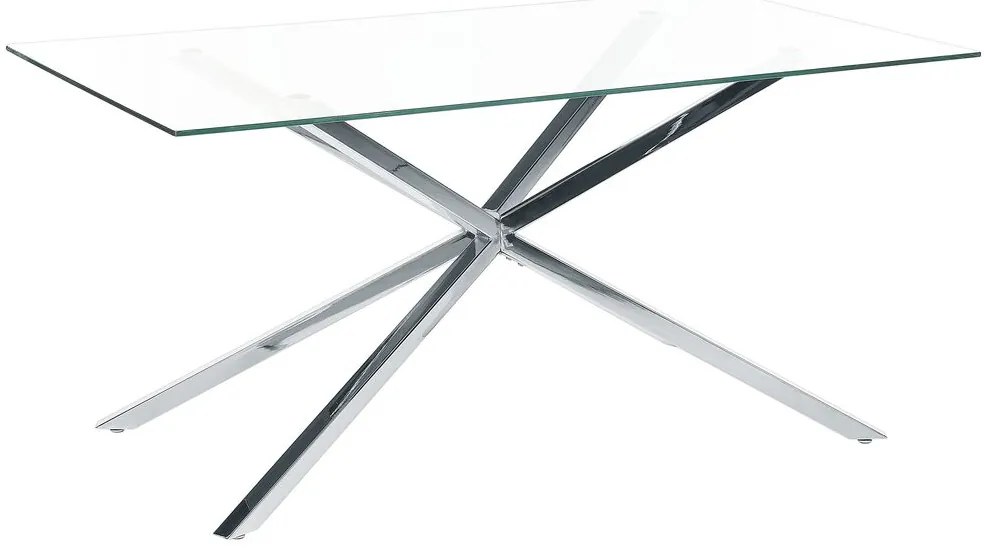 Jedálenský stôl so sklenenou vrchnou doskou 160 x 90 cm strieborný CORA Beliani