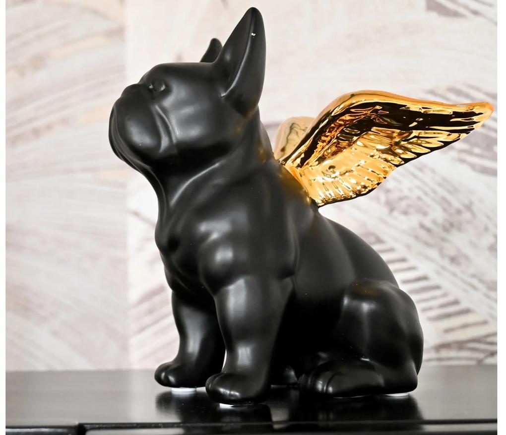 Angel Dog dekorácia čierno-zlatá