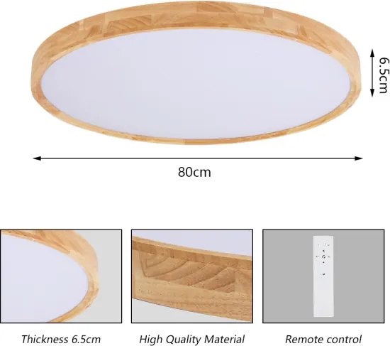 Brilagi - LED stmievateľné svietidlo WOODROUND LED/70W/230V 3000-6000K priemer 80 cm + diaľkové ovládanie