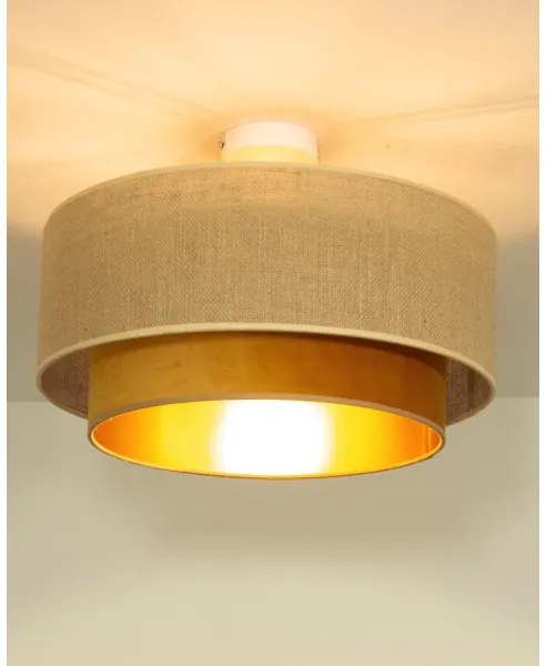 Stropné svietidlo SARTA 1×E27/60 W/230 V, priemer 45 cm, medená/juta